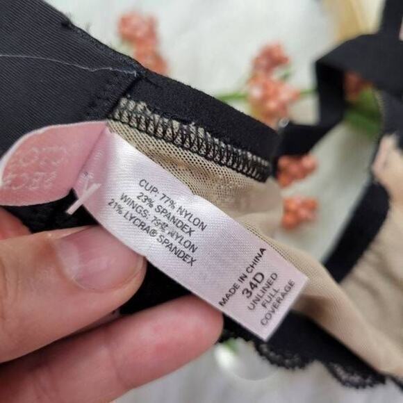 Victoria's Secret BIOFIT Women Bra Unlined Full Coverage‎ Lace Beige Size 34D - Picture 9 of 9